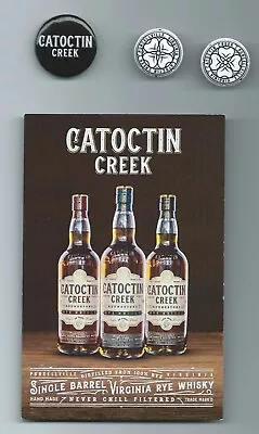 $3 • Buy Rye Whiskey  Catoctin Creek  Buttons + Ad Card Purcellville, Va Stocking Stuffer