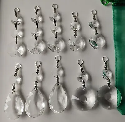 10 VGC Mixed Vintage Chandelier Glass Drop Prism Spares Xmas Decorations Craft A • £8.99