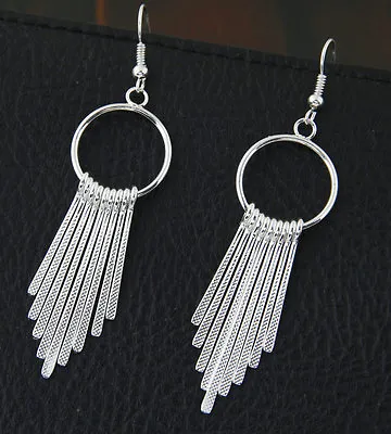 Egyptian Style 7cm Silver Coloured Chandelier Dangle Earrings • £4.43