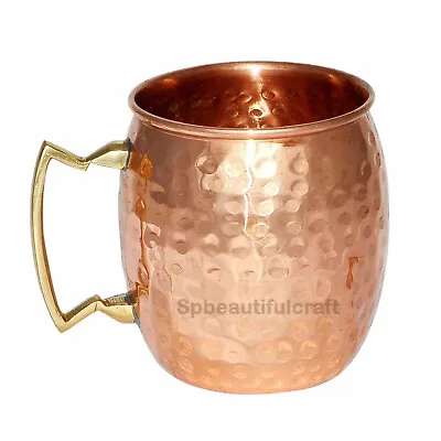 Pure Copper Hammered Moscow Mule Mug Brass Handle Ayurveda Health Benefits 500ML • $13.74