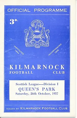 Kilmarnock V Queens Park (Scottish League) 1957/1958 • £7.99