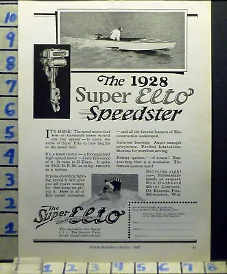 1927 Super Elto Speedster Boat Motor Outboard Marine Race Battery Ad  Bf85 • $24.95