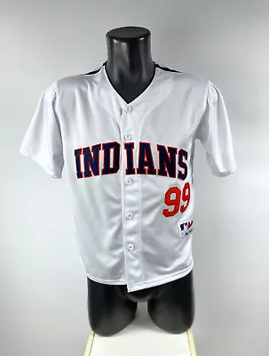 YOUTH CLEVELAND INDIANS #99 Rick VAUGHN Button Down Jersey Sewn Letters Numbers • $38.99