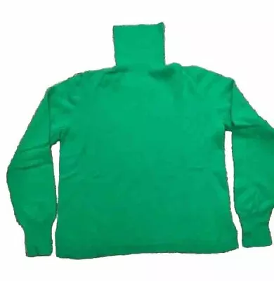 J Crew 100 % Cashmere Turtleneck Sweater Green Size L • $28
