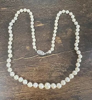 Vintage 14k Graduated White Cultured Pearl 19  Necklace (lot# M8) • $24.99