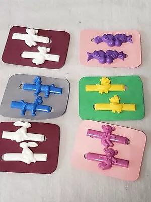 #2- Lot Of 12 Vintage Colored Barrettes Child 60's 70s Hair Clips Plastic  • $19.99