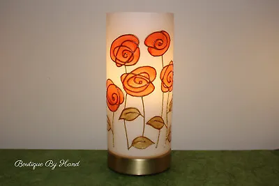 Roses Touch Table Lamp Hand Painted Unique Great Gift Stained Glass Unusual • £70
