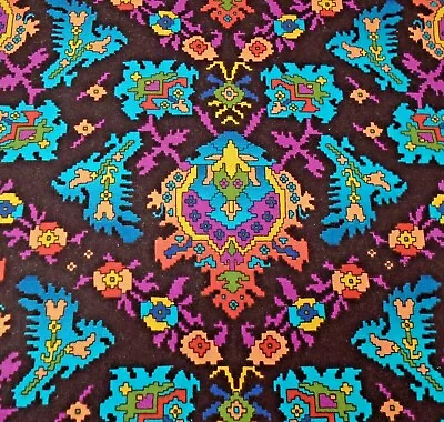 Vintage Springs Pixilated Southwestern Aztec Black Turquoise Cotton Fabric 43x34 • $15.95