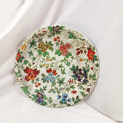Vintage Daher Decorated Ware Bright Floral Tin Serving Bowl 1971 Made In England • $21