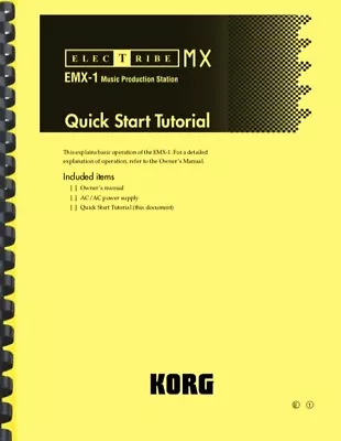 Korg Electribe EMX-1 QUICK START GUIDE • $21.99