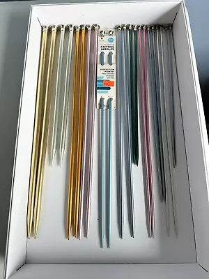 Vintage Aluminum Knitting Needles Mixed Lot 11 Pairs Bates Boye Unbranded M1 • $19