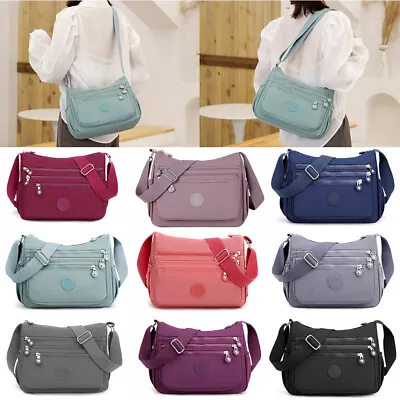 Women Multi Pocket Nylon Messenger Bags Cross Body Shoulder Bag Travel Purse • £12.79