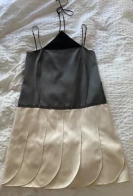 Vintage Miu Miu Iconic Strappy Dress Size 10-12 Black Grey White Silk • £400