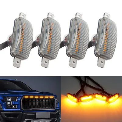 For Ford F150 F250 F350 Pickup Truck Smoked Amber LED Front Grille Lights Kit • $21.98