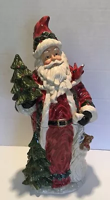 Cracker Barrel Plaid Tidings 19” Ceramic Santa Claus Cookie Jar • $34.99