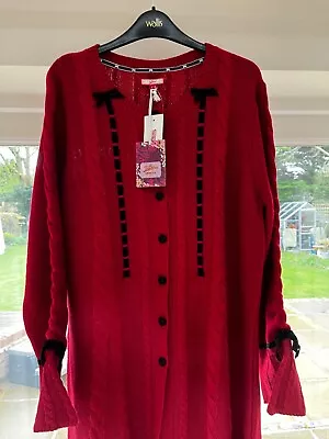 Joe Browns Long Line Cardigan Red With Notions New With Tags • £22