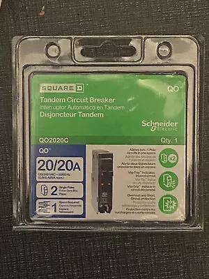 Square D Schneider QO 20-Amp 1-Pole Tandem Circuit Breaker QO2020C Sealed ✅ • $38.99