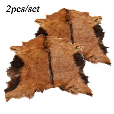 $28.49 • Buy 2pcs Real Antelope Goat Hide Skin Pelt Rug Tanned Leather Clothing Accessories