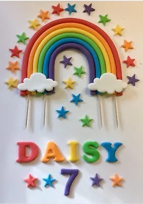 £11.99 • Buy Edible Fondant Rainbow Cake Topper, Decoration With Name And Stars. Coco Melon
