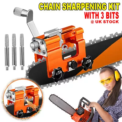 Portable Chain Saw Sharpener Jig Kit Sharpening Tool Clip Chainsaw Teeth Grinder • £14.99