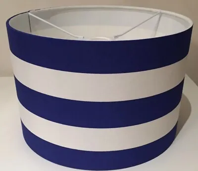 Handmade Lampshade Blue And White Wide Stripe Nautical Fabric Various Sizes • £19.95