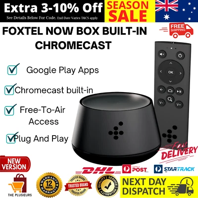 $54.97 • Buy FOXTEL NOW BOX Built-in Chromecast Free-To-Air TV Tuner Android Apps USB HDMI Bk