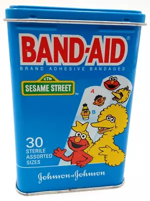 VTG 1992 Band Aid SESAME STREET Bandage Blue Tin / Box-Big Bird Elmo Bert Ernie • $11.62