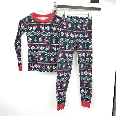 Hanna Andersson Kids 140 Size 10 Pajama Set Holiday Gnome Blue Organic Cotton • $27.99