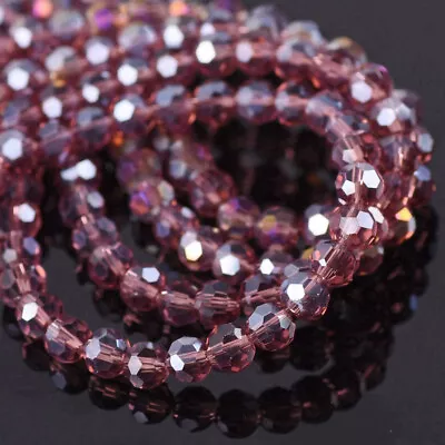 AB Plated 3mm 4mm 6mm 8mm Round 32 Facets Faceted Cut Crystal Glass Loose Beads • $3.05