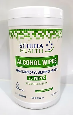 Alcohol Wipes 70% Isopropyl 75 Large (41.5cm X 13cm) Wipes • $19.95