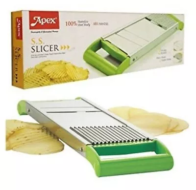 Mandolin 2in1 Slicer Crinkle Chips Cutter Wave Fruit Vegetable Veg Stainless Ste • £6.99