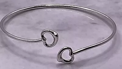 Tiffany & Co Genuine Sterling Silver Elsa Peretti Heart Bangle Bracelet &Pouch. • $245.40