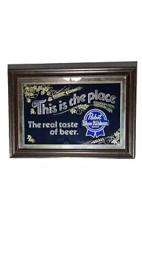 Vintage Pabst Blue Ribbon 20X14  This Is The Place Bar Mirror 1984 • $69.99