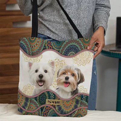 Personalized Maltese Dog Tote Bag Maltese Dog Handbag Maltese Dog Shoulder Bag • $25.99