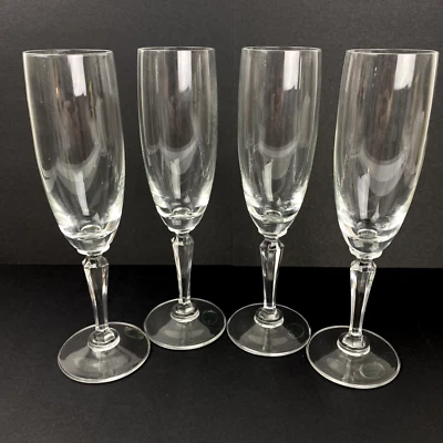 $39.50 • Buy 4 Vintage Champagne Flutes Faceted Stem 24% Lead Crystal Classic Elite Stemware