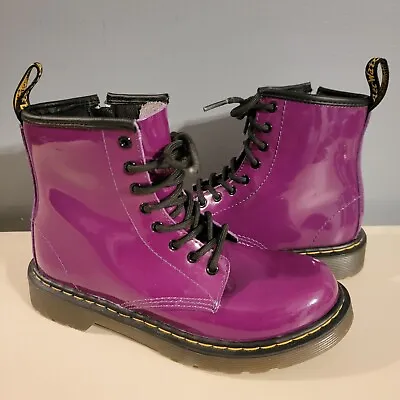 Purple Dr Martins Air Wair Air Cushion Sole Size 2 Zip Up Closure Combat Boots • $118.97