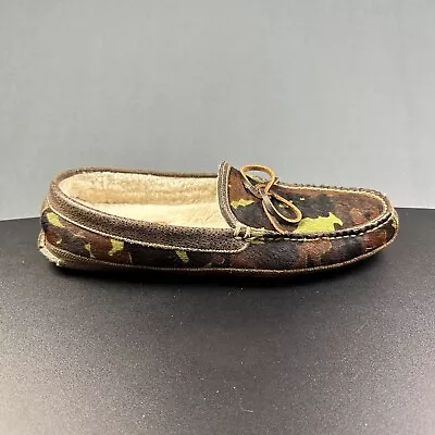 Martin Dingman Camo Loafer Mens 10.5M Cozy Casual Moc Hair On Hide Slippers • $44.03