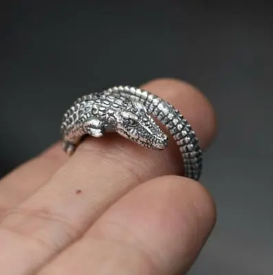 925 Sterling Silver Men Women Crocodile Alligator Pinkie Thumb Ring Biker A3007 • $26.99