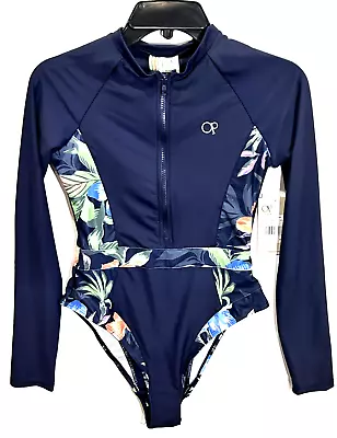 Ocean Pacific Long Sleeve One-Piece Zipper Front Swimsuit OPSC24608 Size Medium • £33.73