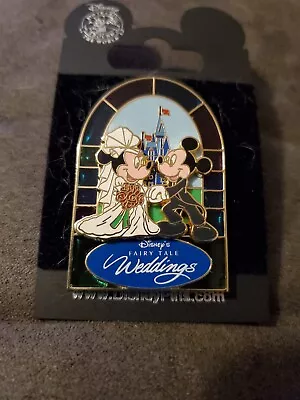 Disney Pin Mickey Minnie Fairytale Wedding Bride & Groom Stained Glass • $20