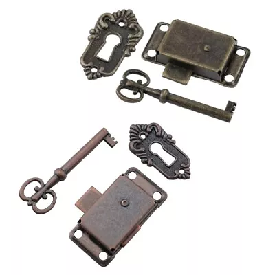 Antique Iron Drawer Locks With For Key For Wardrobe Jewelry Box Cabinet • $15.63