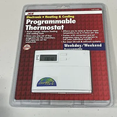 $25.90 • Buy New SEALED Ace Premium Programmable Thermostat Heating/Cooling 24 Volt 42355
