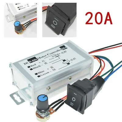 12V 24V Max 20A PWM DC Motor Stepless Variable Speed Control Controller Switch • £9.18