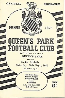 Queens Park V Forfar Athletic Scottish League 26th Sept 1970 • £1.10
