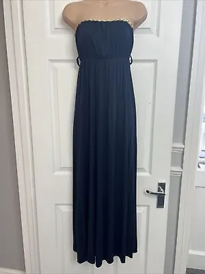 £3.99 • Buy WalG Blue Maxi Dress With Gold Braiding - Small, Gorgeous On!