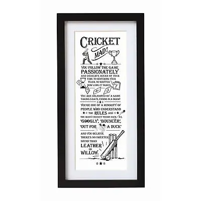 The Ultimate Gift For Man Cricket Mad Word Poster Wall Art Gift Home Decor • £14.49