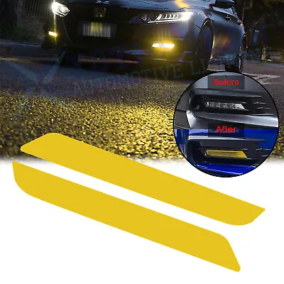 2x Yellow Fog Light Front Overlay Vinyl Tint Reflective Sticker For Honda Accord • $13.65