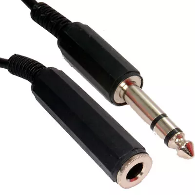 6.35mm Screened Stereo Jack Extension Audio Cable COILED 6m • £5.37