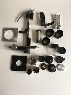 Large Lot Of Mystery Microscope Parts - Eyepieces Tubes Lenses +++ • $49