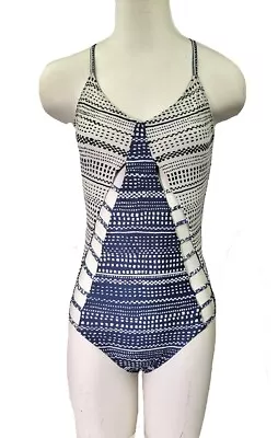 MARA HOFFMAN Women's Blue Geometric One-piece Swimsuit Size S ~ New • $41.25